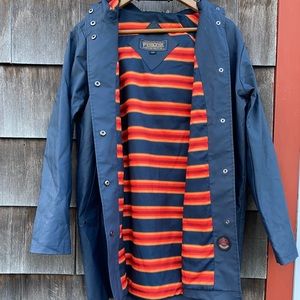 Blue Pendleton Raincoat with Striped Lining NWT